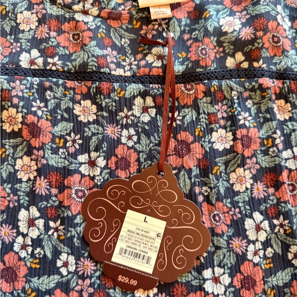 Knox Rose Floral Long Sleeve Dress - Blue, Orange and Reds - Boho - Picture 6 of 6